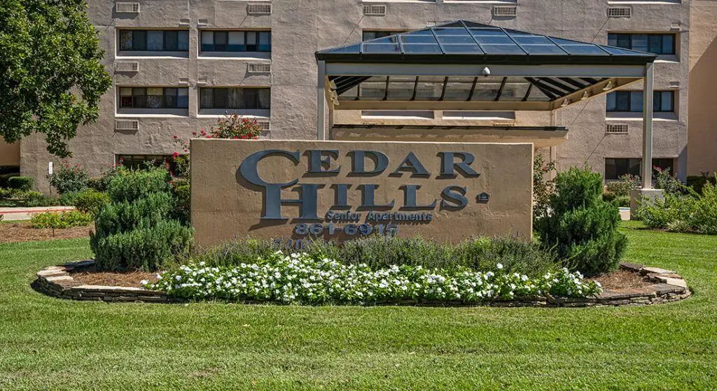 Cedar Hills Apartments sign