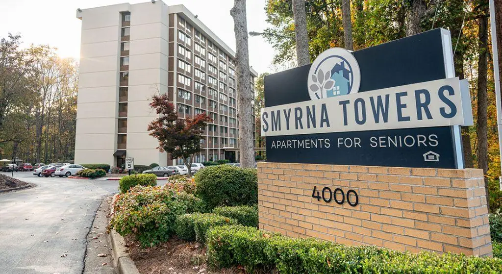 Smyrna Tower Apartments sign
